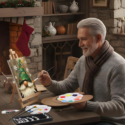 Cholemy 36 Pcs Valentine Paint and Sip Kit for Adults 8''x10'' Pre Drawn Canvas for Painting DIY Afro Acrylic Painting Kit Wood Easel Brushes Date Night Bulk for Party Gifts(Christmas Gnomes)