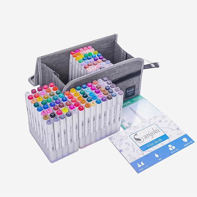 SANJOKI Art Markers 120 Colors Brush Tip Multicolor Pen Professional Marking Pen for Artist and Beginners