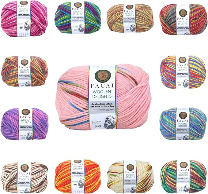 Facai Blend Merino Wool Yarn for Knitting - Worsted Weight,197yds (3.5oz) Ball, Ideal for Sweaters, Scarves, and Accessories (1, Dreamland Flower)