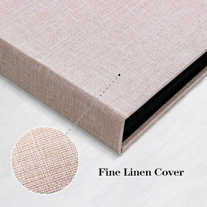 Mublalbum 2 Pack Small 5x7 Photo Album Linen Cover with Display Window Mini Picture Book Each Holds 52 Vertical Pockets for Artwork Postcards or Pictures Storage (Beige)