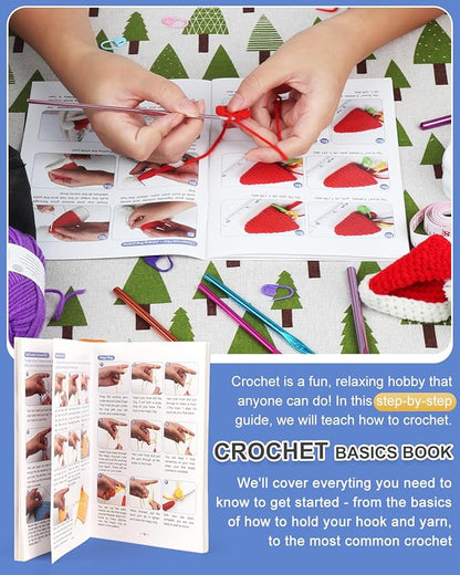Aeelike Crochet Kit for Beginners Young and Old, First Crochet Kit for Adults Include 23pcs Crochet Hooks, 655 Yards Yarn Set for Crocheting, Instruction, Bag, Crochet Accessories and Supplies, Navy