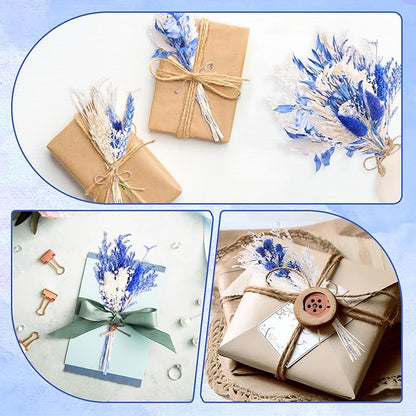 10 Pack Dark Blue Dried Flowers Bouquets Naturl Dried Flowers Decor Dry Wildflowers with Stem Mini Dried Floral Arrangement for Vase Carfts Wedding Table Centerpieces Graduation Party Decor