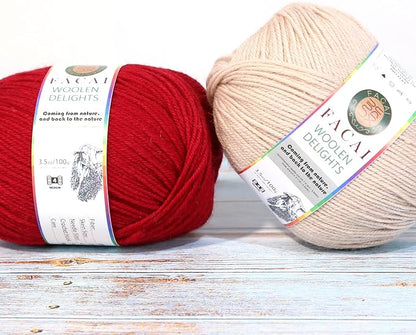 Facai Blend Merino Wool Yarn for Knitting - Worsted Weight,197yds (3.5oz) Ball, Ideal for Sweaters, Scarves, and Accessories (1, Red)
