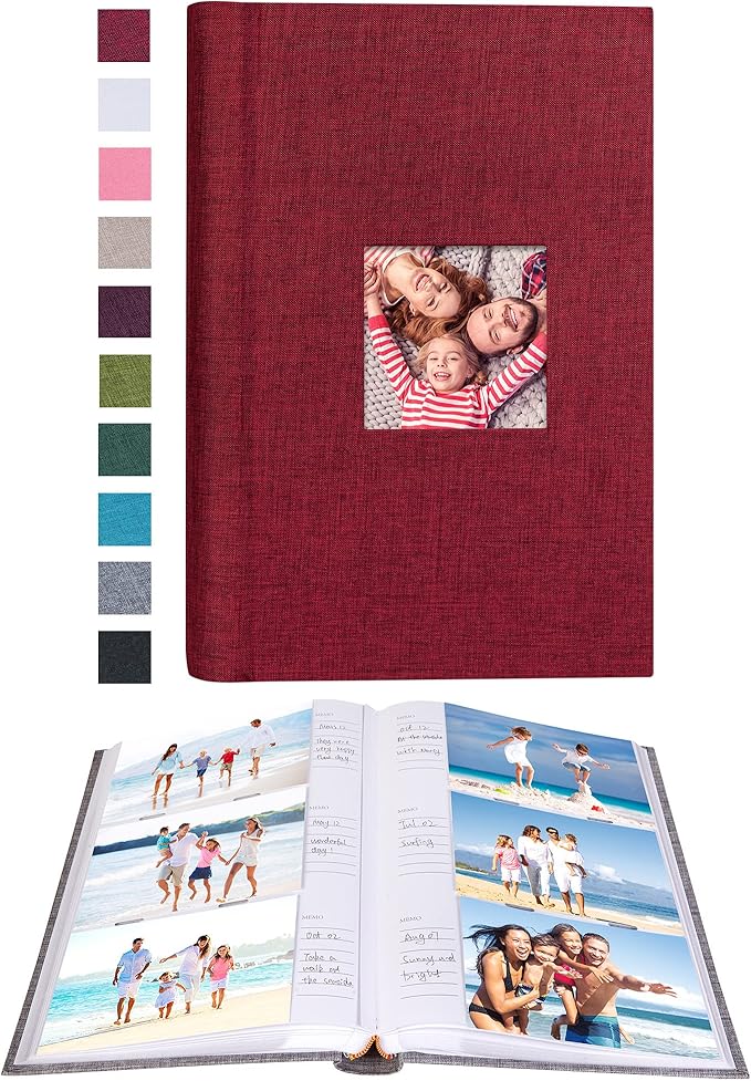 Mublalbum Photo Album 4x6 300 Photos Linen Cover with Memo Areas Photobook Pictures Book for Wedding Family Baby and Vacation (Red)