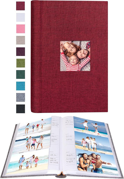 Mublalbum Photo Album 4x6 300 Photos Linen Cover with Memo Areas Photobook Pictures Book for Wedding Family Baby and Vacation (Red)