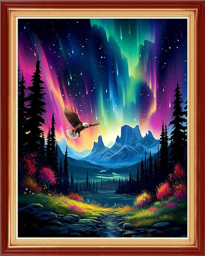 Artvxeay Stamped Cross Stitch Kits | Embroidery Kits for Beginners Craft Kit Needlepoint for Adults Supplies DIY 11CT- (Aurora Borealis Night Scene 16x20 inch)