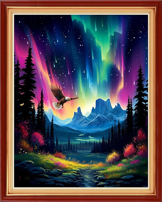 Artvxeay Stamped Cross Stitch Kits | Embroidery Kits for Beginners Craft Kit Needlepoint for Adults Supplies DIY 11CT- (Aurora Borealis Night Scene 16x20 inch)