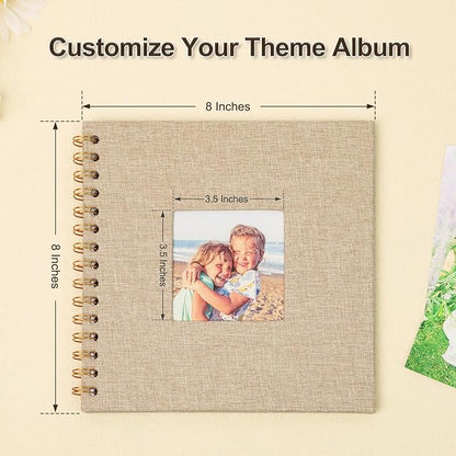 Scrapbook Photo Album 8x8 Inches 40 Pages Hardcover Kraft Paper Linen Cover Scrap Book Memory Book DIY Scrapbook Albums for Wedding Baby Boyfriend Travel Anniversary Family, Khaki