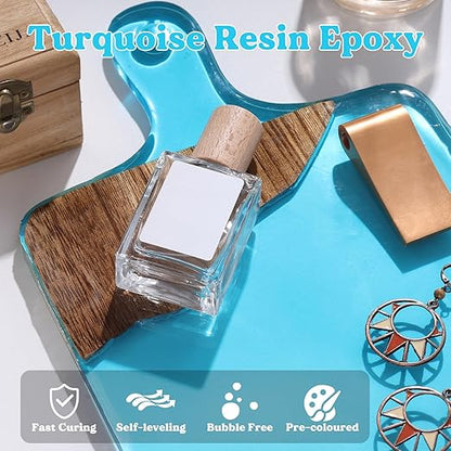 LET'S RESIN EPOXY RESIN Turquoise Epoxy Resin,44OZ Bubble Free & High-Gloss Epoxy Resin Kit,Self Leveling Resin and Hardener for Ocean Art Crafts,Jewelry Making,Resin Molds