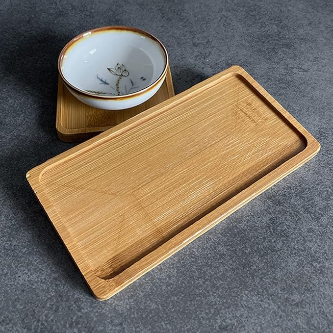 4PCS Mosaic Bamboo Coasters for Crafts, Blank Base Trays, Drinking Cup Coaster, Plant Coaster, Art Plate,DIY Mosaic Supplies (Rectangle)