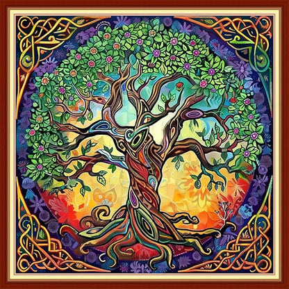 Funxvoot Stamped Cross Stitch Kits for Beginners or Adults Embroidery Starter Patterns | DIY Printed Cross Stitch Kits Needlepoint for Adults 11CT-Magic Tree of Life 18x18 inch