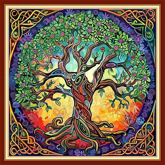 Funxvoot Stamped Cross Stitch Kits for Beginners or Adults Embroidery Starter Patterns | DIY Printed Cross Stitch Kits Needlepoint for Adults 11CT-Magic Tree of Life 18x18 inch