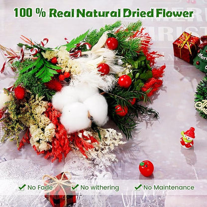 10/12/24 Pack Dried Flowers for Vase Various Mini Bouquet Dried Small Wildflowers Natural Real Flowers Bulk for Crafts DIY Wedding Decor (10, Christmas Color1)