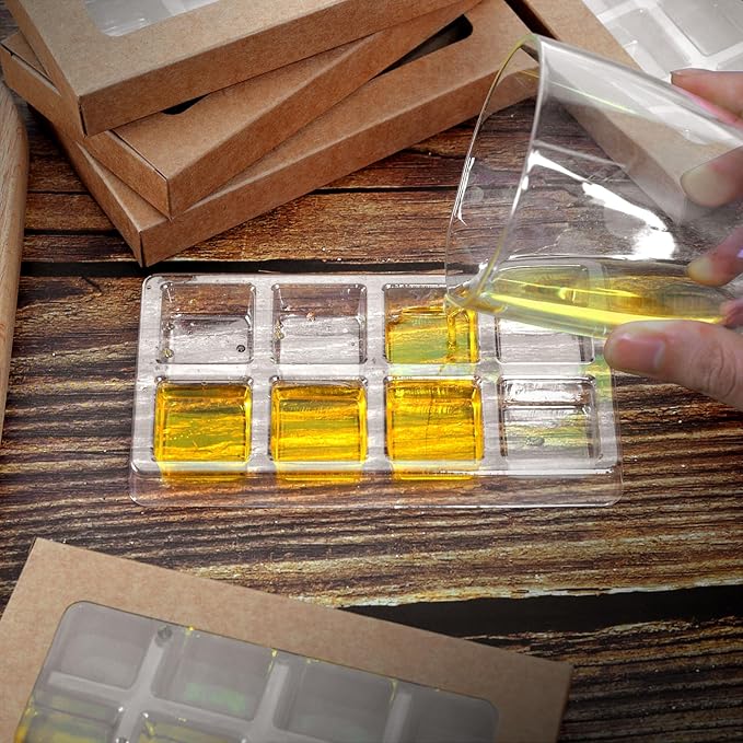 50 Pcs Wax Melt Molds with Boxes Gift Boxes for Wax Melts Wax Melt Boxes Crystal Clear Wax Melt Molds Wax Melts Containers for Wax Cubes Wax Tarts Wax Block