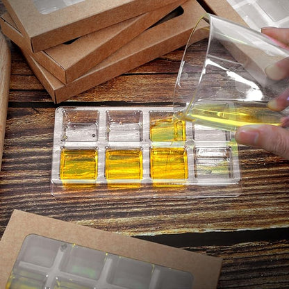 50 Pcs Wax Melt Molds with Boxes Gift Boxes for Wax Melts Wax Melt Boxes Crystal Clear Wax Melt Molds Wax Melts Containers for Wax Cubes Wax Tarts Wax Block