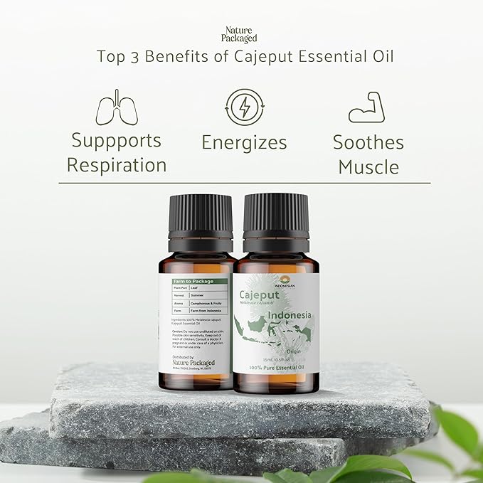Nature Packaged Cajeput Essential Oil (8oz) - Direct from Central Java, Indonesia - Essential Oils for Diffusers Aromatherapy; Essential Oils for Body; Massage Oils | 100% Pure Therapeutic Grade