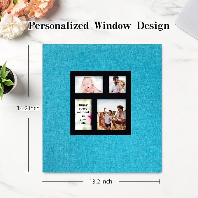 potricher Photo Album 4x6 1000 Photos Linen Cover Large Capacity Picture Albums for Family Wedding Anniversary Baby Vacation (Blue)