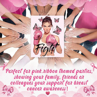 Sherr 140 Pcs 20 Set Pre Drawn Canvas Kit for Painting Craft Sip and Paint Kit for Adults Pre Printed Canvas Painting Favor for Virtual DIY Birthday Gifts Adult's Date Party(Breast Cancer Awareness)