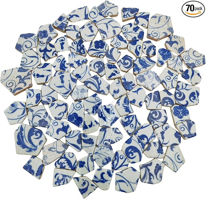 1.1 LB Porcelain Ceramic Mosaic Tiles,Broken Irregular Mosaic Tiles for DIY Craft Floor,Kitchen,Pool, Flower Pots Mosaic Making Supplies (Porcelain 11)