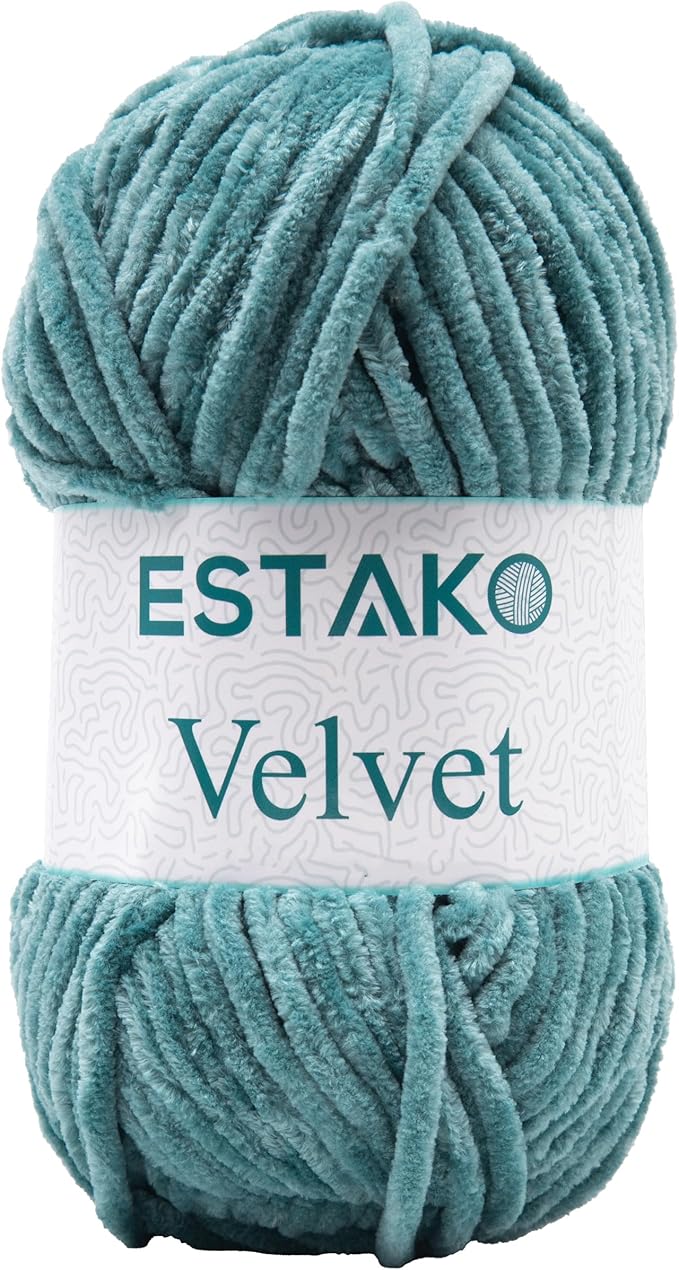 Estako Velvet Chenille Blanket amigurumi Yarn for Crocheting and Knitting Super Bulky 100 gr (132 yds) (1260 - Arona)