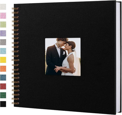 Yopih Linen Covered Scrapbook Photo Album, 12x12 Inches with Hardcover Kraft White Pages - Ideal for Travel, Wedding, Guest Book, Christmas, Baby Shower (40 Sheets/80 Pages)