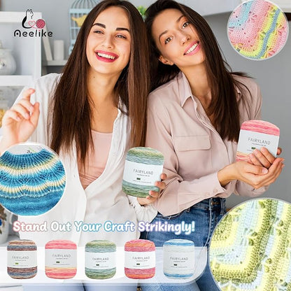 Aeelike Cake Yarn for Crocheting, 3 Skeins Gradient Cake Yarn 100g (3.52 oz) 245m (267 Yards), Super Soft Ombré Yarns Cake Rainbow Cotton Yarn for Making Colorful Crafts, Khaki Gradient