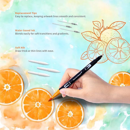 Abvqr Dual Markers Brush Pens, 168 Colors Art Marker Set with Brush and Fine Tips – Premium Art Supplies for Adults, Perfect for Coloring Books, Hand Lettering, Calligraphy, and Drawing