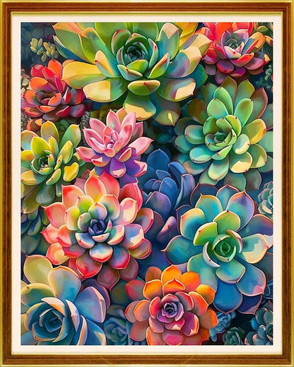 Joycasa Stamped Cross Stitch Kits for Beginners Full Range of Cross Stitching 11 CT Printed Cross Stitch Kit for Adults Cross-Stitch Patterns Needlepoint Kits-Colorful Succulent Plants 16x20 inchs