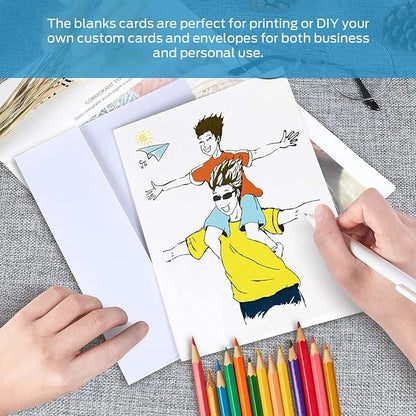 Ohuhu Blank White Cards and Envelopes 100 Pack - 4" x 6" Heavyweight Folded Cards and A4 Envelopes for DIY Greeting Cards Wedding Birthday Invitations Baby Shower Thank You Cards and All Occasions