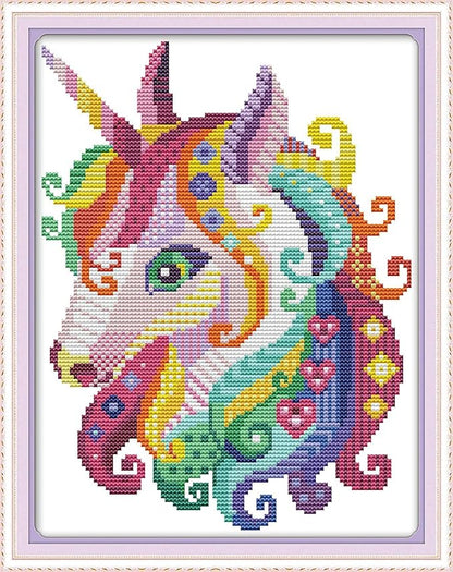 Unicorn Cross Stitch Kits Stamped 11CT 11X15 inch Counted Cross Stitch Kits for Adults Pre-Printed Cross-Stitching Starter Patterns for Gift and Home Decor
