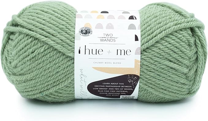 Lion Brand Yarn, Hue + Me Chunky Yarn for Crocheting, Knitting, and Crafts, Artichoke, 1 Pack