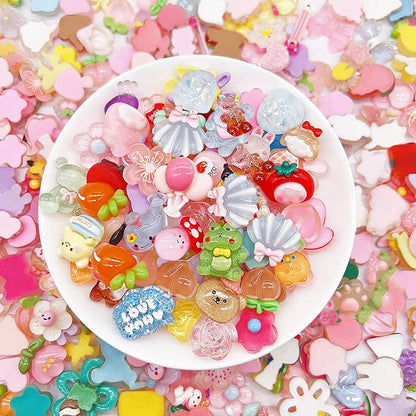 60 Pcs Slime Charms Bulk for DIY Craft Making Kit, Cute Flat Back Resin Charms for Crafts (Multicolored)