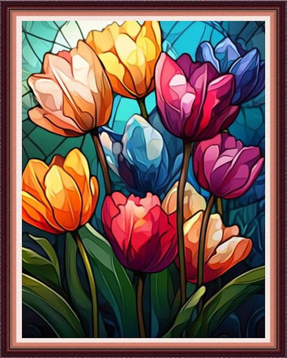 Fanxvivy Stamped Cross Stitch Kits for Beginners Full Range of Cross Stitching Preprinted Embroidery Kits for Adults, 11CT Embroidery Pattern Needlepoint Kits-Magical Flowers 16x20 inch