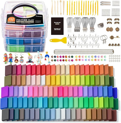 Shuttle Art 112 Colors Polymer Clay Kit, Oven Bake Clay for Kids, 20 Sculpting Tools, 16 Accessories, Non-Toxic, Non-Sticky DIY Crafts for Kids Adults