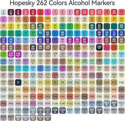Hopesky 262 Colors Alcohol Markers - Dual Tip Permanent Art Markers Set for Coloring Drawing Painting, Fine and Chisel Tip Alcohol Based Pens with Carrying Case for Adult Artists