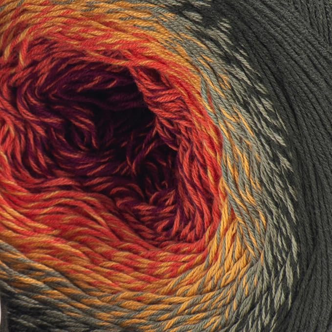 2 Skein/Pack Yarnart Flowers Gradient Yarn, Each Ball 8.8 Oz (250gr) / 1094 Yards (1000m), 55% Cotton 45% Acrylic, Superfine Fingering Weight for Knitting and Crochet, 302 - Forest Green Red