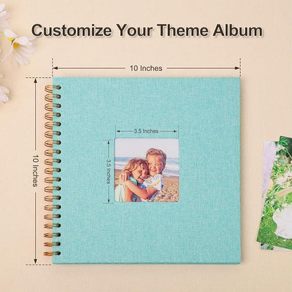 Scrapbook Photo Album 10x10 Inches 40 Pages Hardcover Kraft Paper Linen Cover Scrap Book Memory Book DIY Scrapbook Albums for Wedding Baby Boyfriend Travel Anniversary Family, LightBlue
