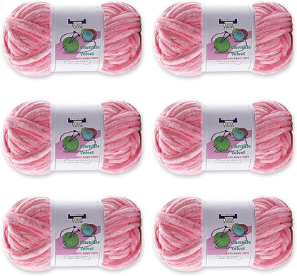 6 Skeins Velvet Chunky Yarn, Chenille for Crocheting and Hand Knitting, Blanket for Making Scarves and Knitting Projects - Amigurumi Crochet Yarns (6×3.5oz, 6×87.5yds)