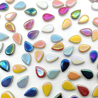 EDFLIFE Mosaic Tiles for Crafts, 7oz Iridescent Drop Mosaic Tiles for Art Crafts, Mosaic Making Kit for Projects, Ceramic Tiles for Adult DIY Hobbies Children Handmade Home Decoration