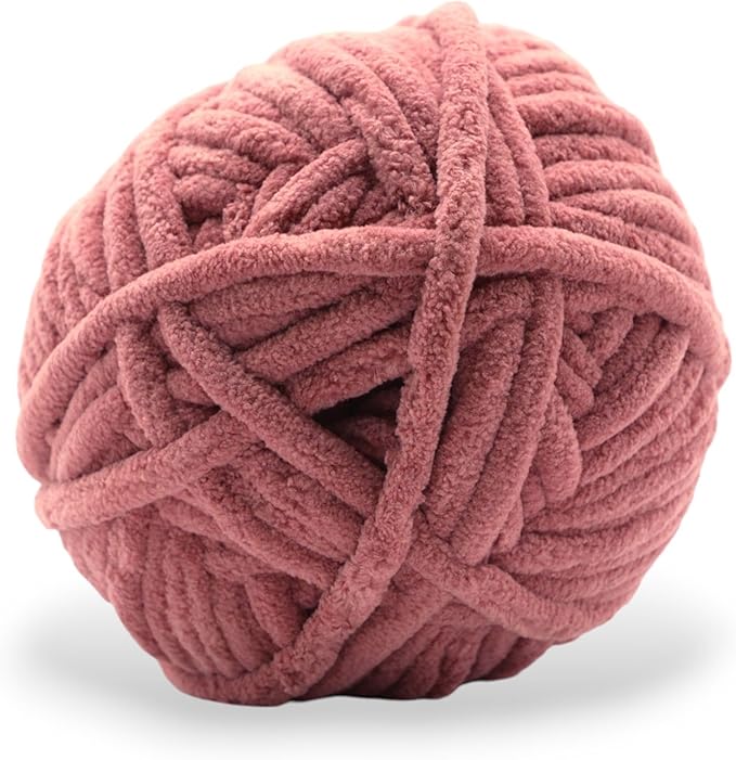 Okey Dokey Yarn, Jumbo Chenille Yarn Size 7 Velvet – Plush, No-Fray, Durable Plushies, Posh Soft Crochet Projects Beginner Friendly (300g, 130 yds) - Apricot Blossum, Color 102
