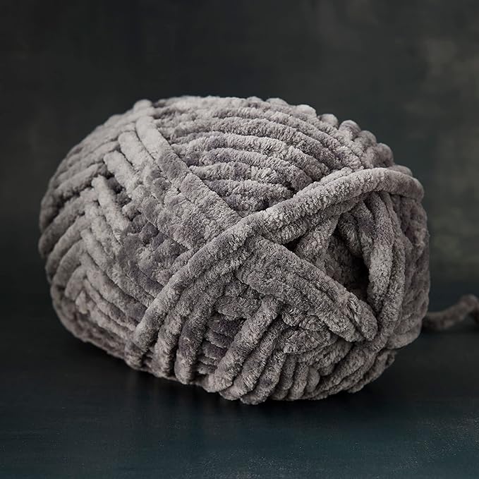 Loops & Threads Sweet Snuggles Yarn - Yarn for Knitting, Crochet, Weaving, and Arts & Crafts - Gray, Polyester, 8.8 oz