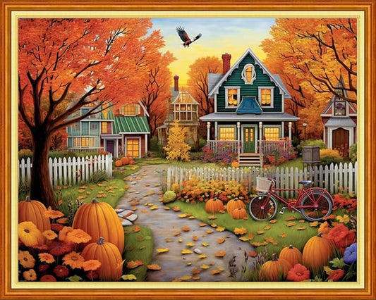 Redxing Stamped Cross Stitch Kits Embroidery kit for Beginners Adults Full Range of Embroidery Patterns Starter Kits DIY Printed Cross Stitch Kits Needlepoint Kits 11CT-Beautiful Home 16x20 inch