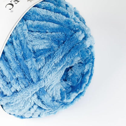 NICEEC 300g Soft Chenille Yarn Blanket Velvet Yarn for Knitting, Crochet, Weaving DIY Craft Total Length 150m (164yds)_Blue