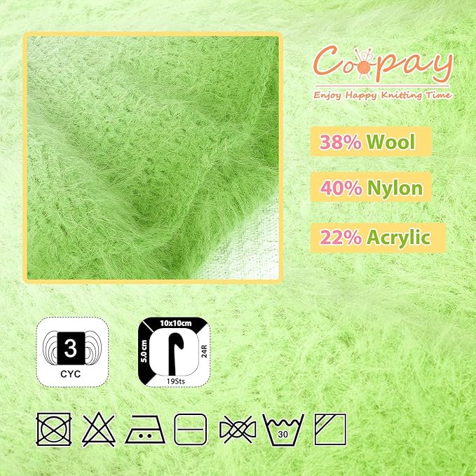 Coopay Ombre Yarn for Crocheting and Knitting - 4 Pack Dual Gradient Yarn Cake with Plush of 100g/3.52oz - 190m/207yds - 38% Wool, 40% Nylon, 22% Acrylic for Sweaters, Hats, Scarves (Cyan Duckweed)