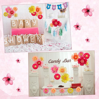 Crowye 24 Pcs Large Colorful Tissue Paper Flowers Decorations 20" Giant Fiesta Craft Crepe Paper Flowers for Wall Decor Backdrop Mexican Wedding Birthday Carnival Party (Fresh Color)