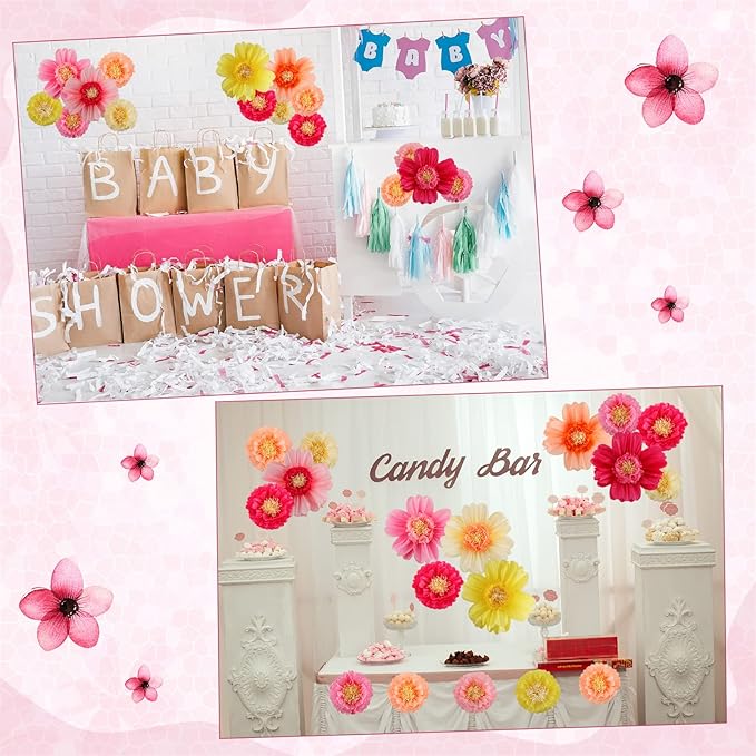Crowye 36 Pcs Large Colorful Tissue Paper Flowers Decorations 20" Giant Fiesta Craft Crepe Paper Flowers for Wall Decor Backdrop Mexican Wedding Birthday Carnival Party (Fresh Color)
