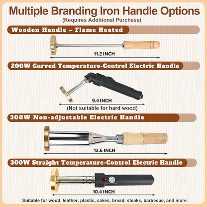 Terwex Custom Branding Iron for Wood, Personalized Logo Branding Iron with Your Text Unique Design, Durable Metal Wood Burning Stamp for Leather Food, Wedding & Handmade Lover Gifts (Brass Stamp Head)