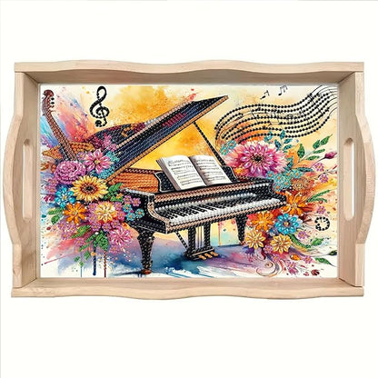 SHLUHA Diamond Art Kits for Adults Diamond Painting Wooden Serving Trays with Handle Food Tray for Party Breakfast Home Decor Gift