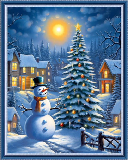 Dooxvey Cross Stitch Kits for Adults Stamped Full Range of Embroidery Starter Kits for Beginners 11CT Printed Cross Stitch Patterns Needlepoint Kits Stamped Crossstitch-Snow Scenery 16x20 inch
