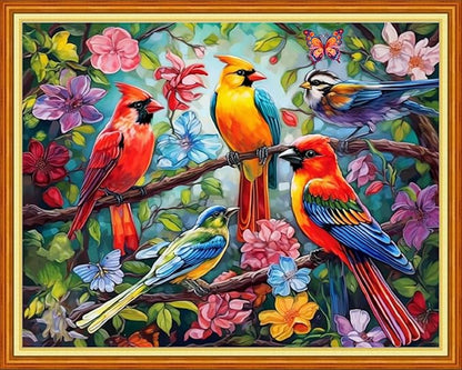 Redxing Stamped Cross Stitch Kits Embroidery kit for Beginners Adults Full Range of Embroidery Patterns Starter Kits DIY Printed Cross Stitch Kits Needlepoint Kits 11CT- Birds on Trees 16x20 inch